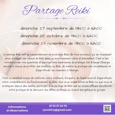 CALENDRIER DES PARTAGES REIKI SAISON 2026/2027